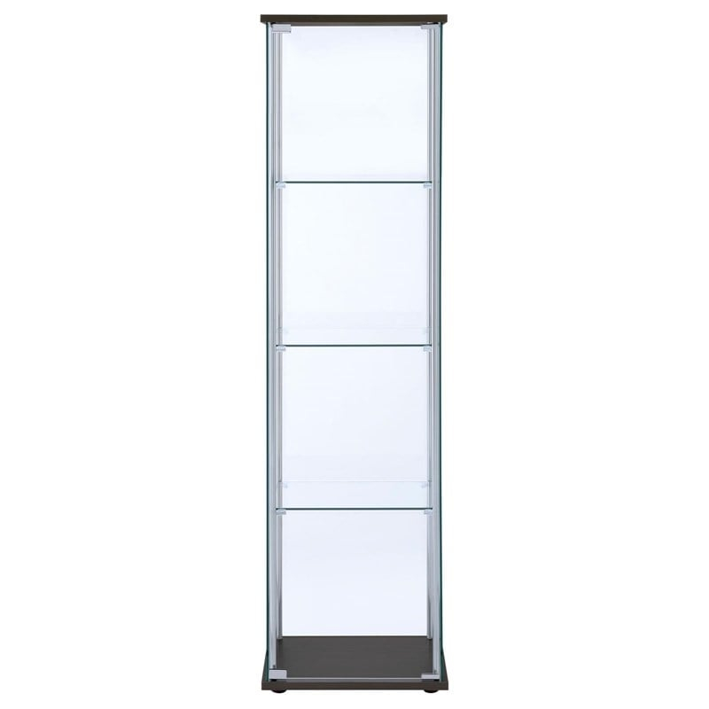 Bowery Hill Contemporary Espresso 4 Shelf Glass Curio Cabinet for How Bowery Hill Black Glass Curio Cabinet Enhances Interior Aesthetics