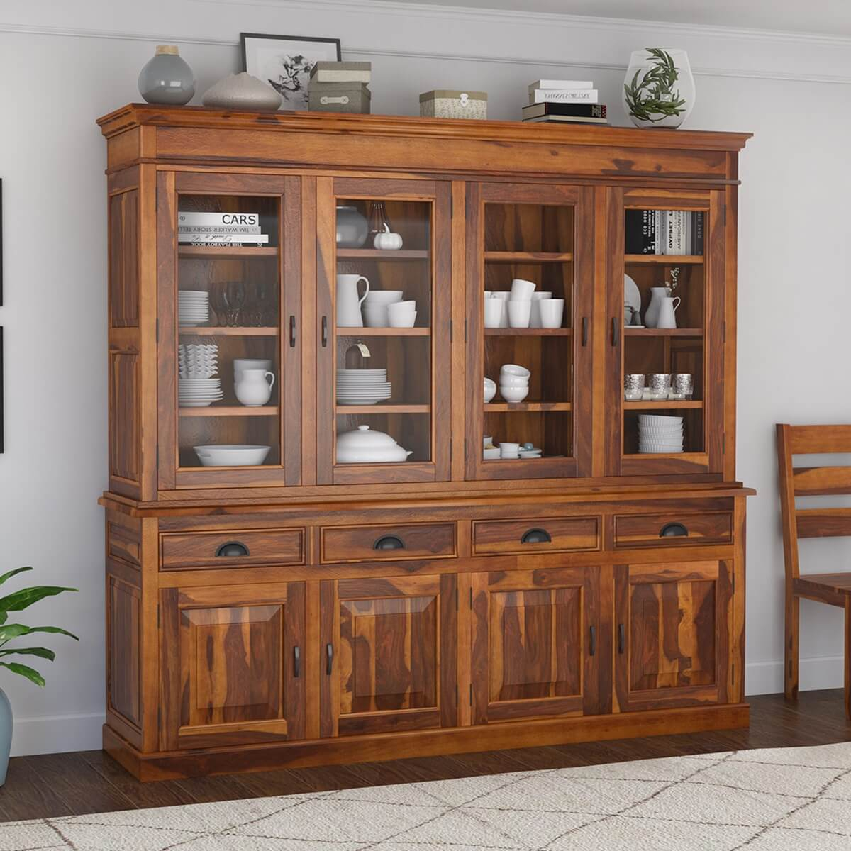 Cariboo Solid Wood Dining Room Large Buffet Hutch | Customization Available in Modern Wood Hutch