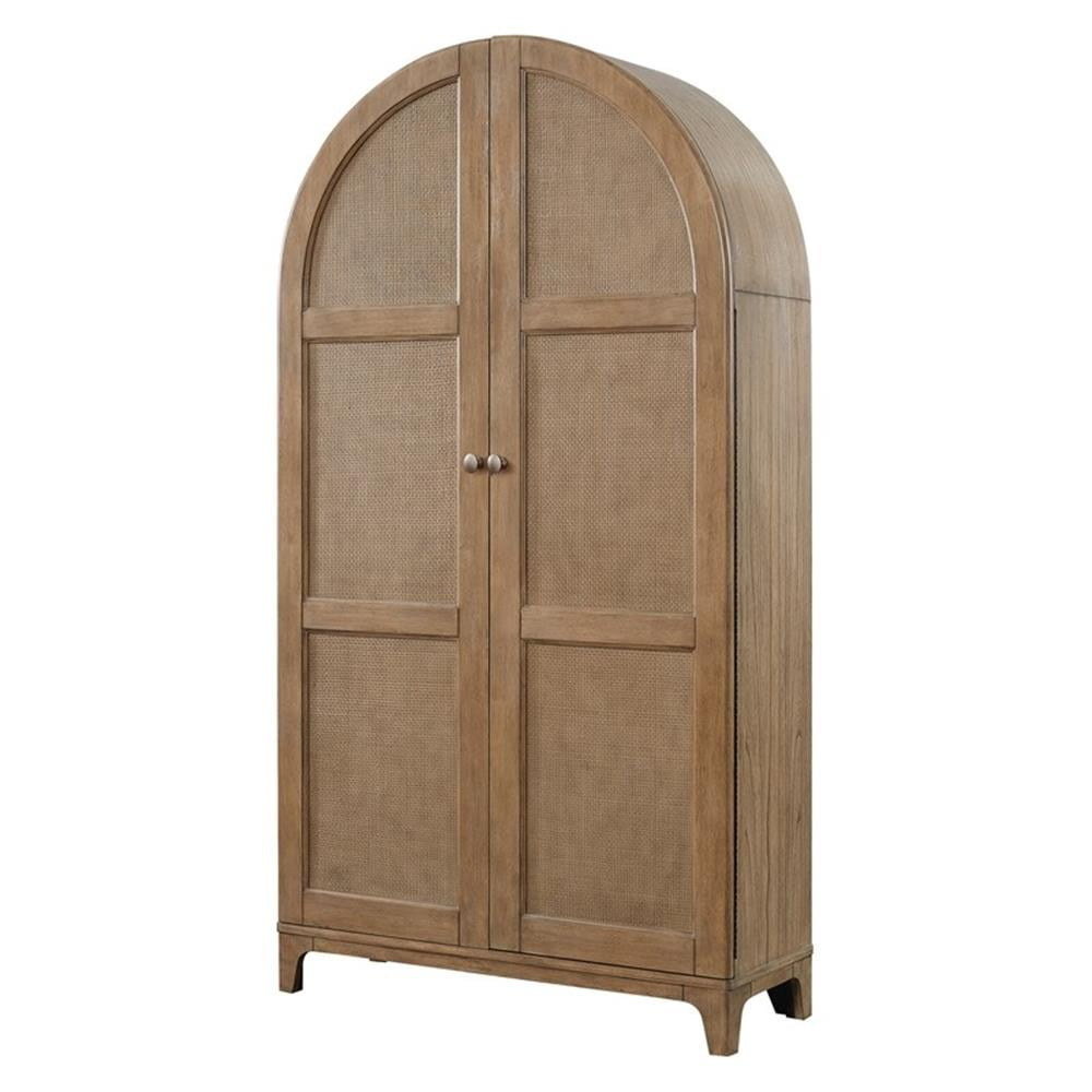 Coastal Arch Shaped Bar Cabinet Dining Cabinet Fully Assembled Brown ... inside How Coastal Architecture Influences Modern Bar Cabinet Design