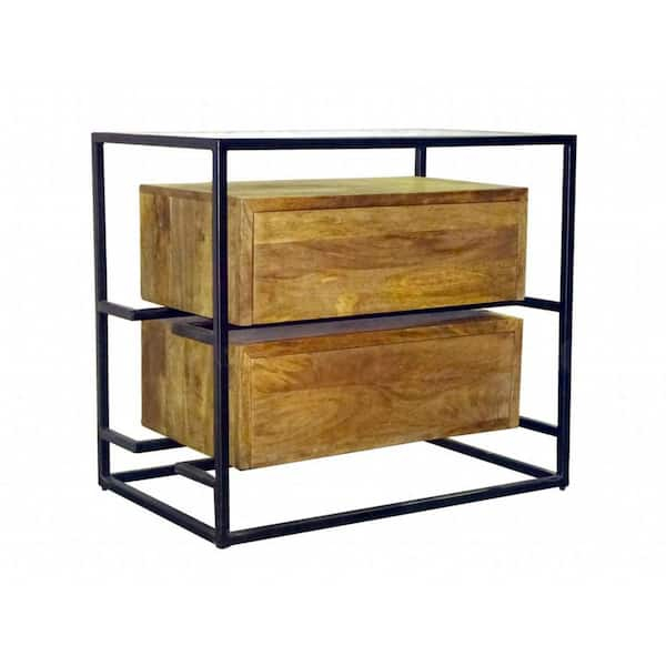 Homeroots Natural 2 Drawer 32 In. W Nightstand 2000488770 - The Home Depot for Homeroots
