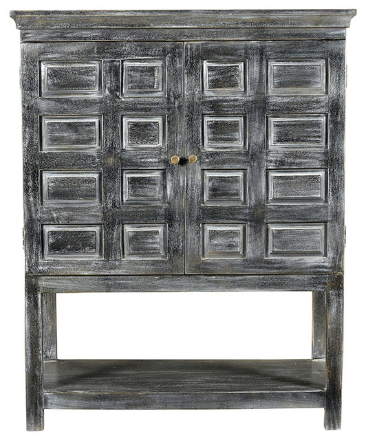 Martin Solid Wood 2 Door Tall Boy Cabinet, Distressed Gray - Farmhouse ... in Martin Cabinet 2-Door Tall Cabinet In Distressed Gray Finish