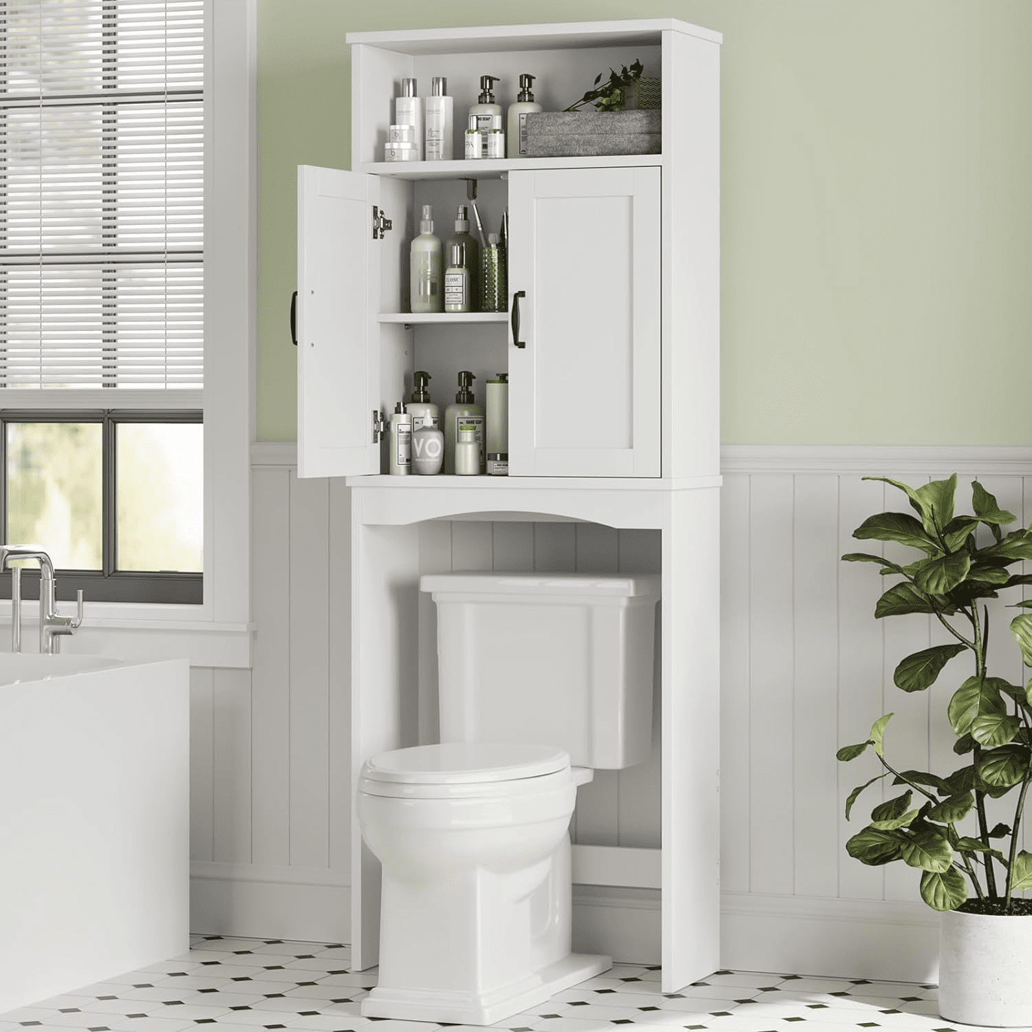 Over The Toilet Over The Toilet Cabinet With Adjustable And Double ... pertaining to Valencia Over The Toilet Cabinet