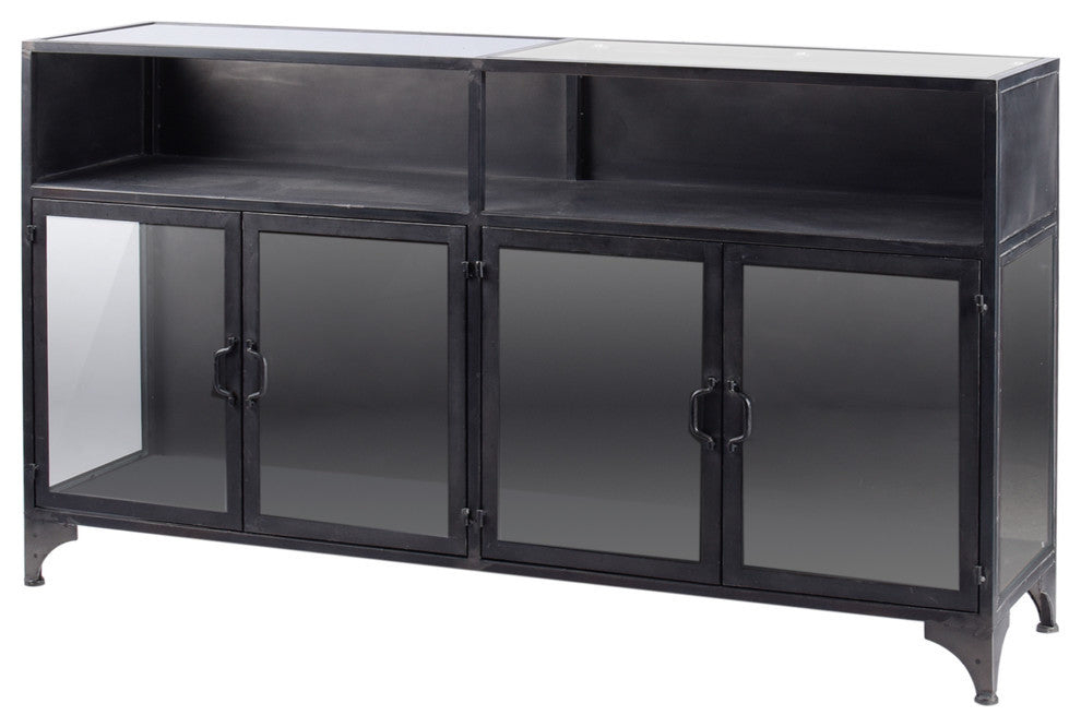 Pender Black Metal W/Glass Doors Display Cabinet for Poppy Ii Black Metal W/Glass Doors Display Cabinet
