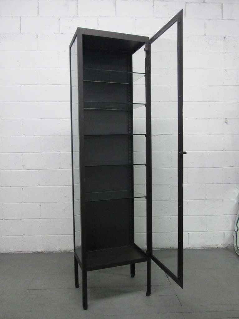Tall Industrial Painted Metal And Glass Display Cabinet At 1Stdibs ... in Understanding the Artistry Behind Metal and Glass Display Cabinets