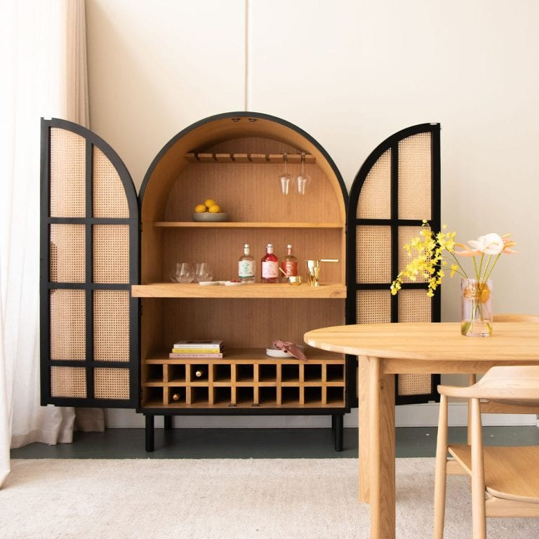 Top 20 Best Home Bar Cabinets For All Styles And Budgets intended for Coastal Arch Shaped Bar Cabinet