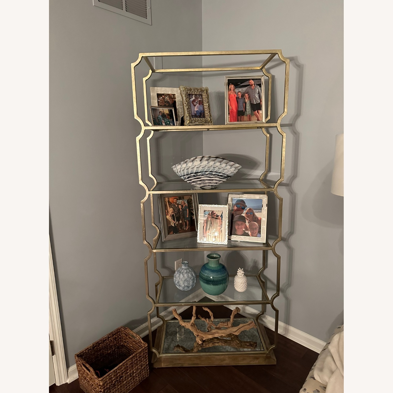 Uttermost Gold & Antique Mirrored Bookshelf - Aptdeco within Uttermost - 24825 - Cabinet - Emma - Antique Gold Iron