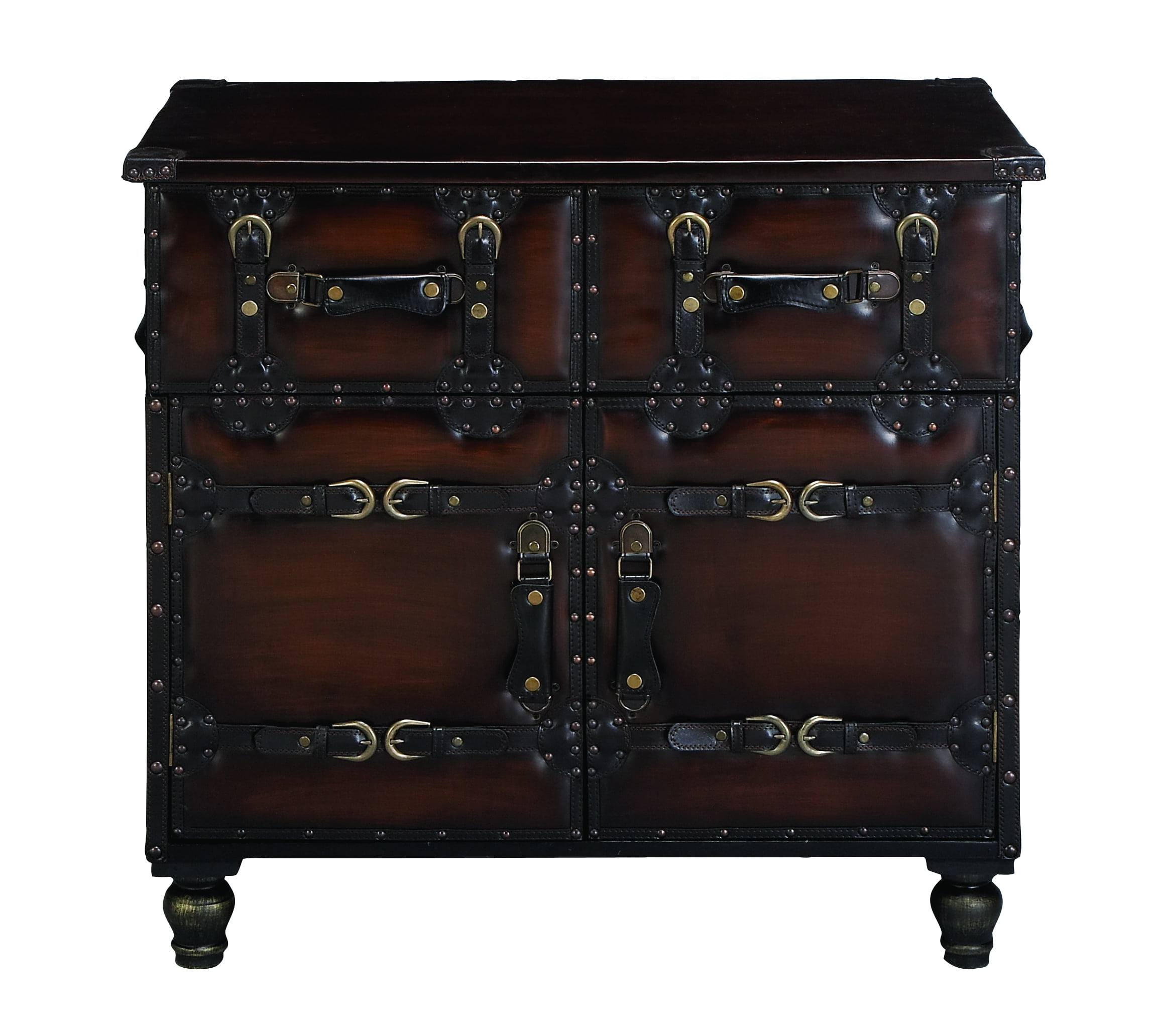 Wood/Leather Chest Decor Cum Utility - Walmart.com in Roseto Hmif23849 Ardene 42"W Wood Leather Chest - Natural Honey / Cream