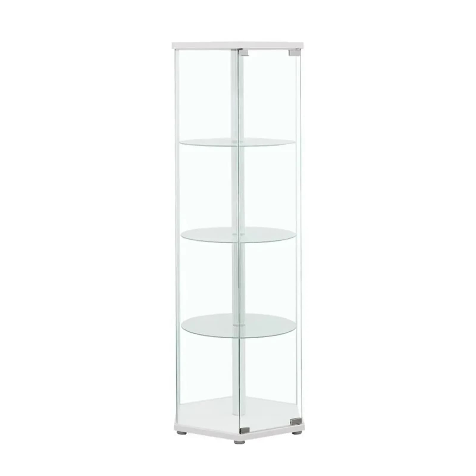 Zahavah - 4-Shelf Hexagonal Clear Glass Curio Cabinet By Bel Furniture ... pertaining to Exploring the Versatility of Black and Clear Glass Designs