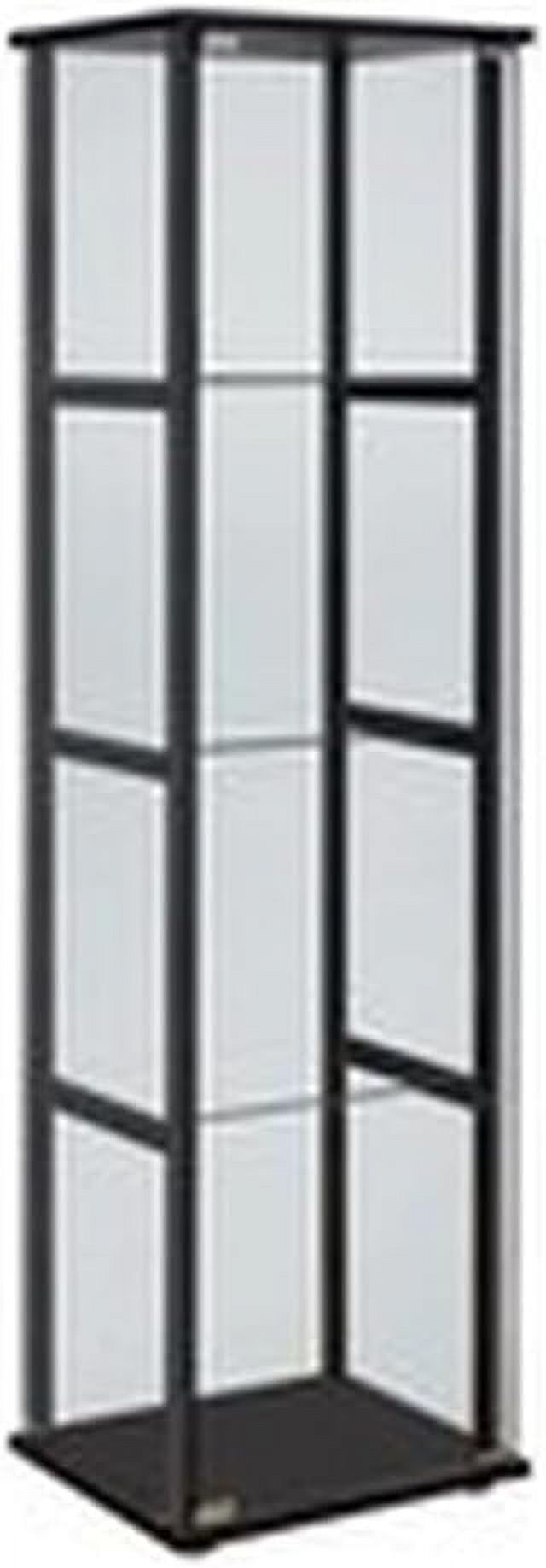 Bowery Hill Contemporary Wood 4 Shelf Glass Curio Cabinet In Black ... within The practical benefits of using glass shelving alongside solid wood frames in modern curio cabinet design trends of 2026