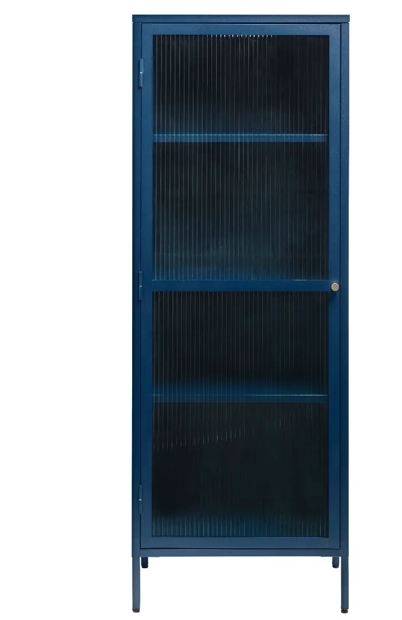 How a blue metal and glass cabinet transforms living room storytelling in 2026
