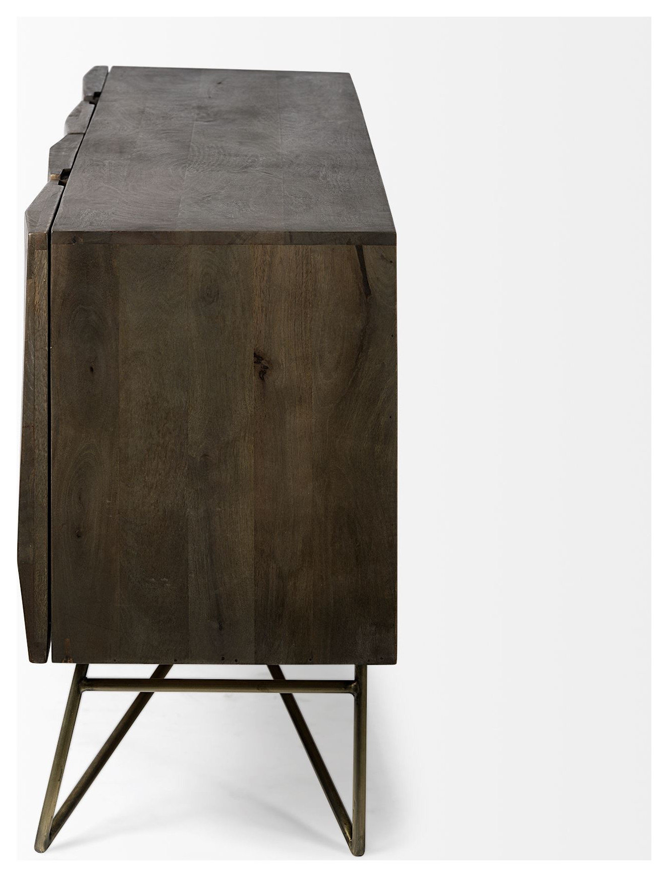 Dark Brown Solid Mango Wood Finish Sideboard With 4 Cabinet Doors ... regarding The craftsmanship behind HomeRoots Brown Solid Mango Wood Finish Sideboard construction