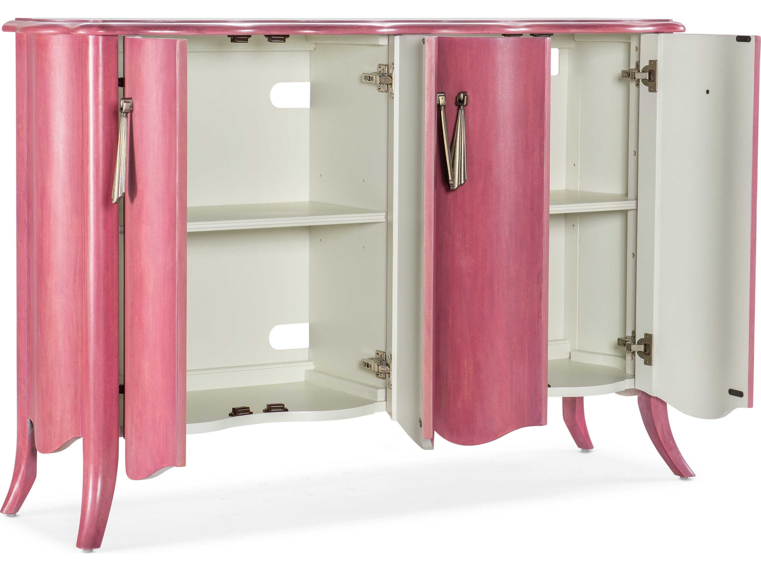 How reverse handpainted glass doors on the Komen cabinet transform a 66 inch maple accent piece into a personal sanctuary