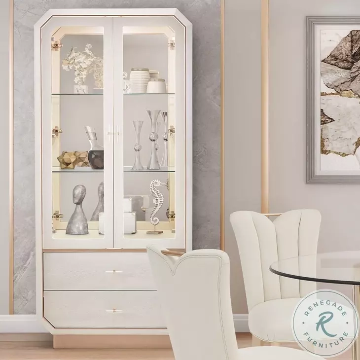 La Rachelle Medium Champagne Display Cabinet With Led Lights From ... with regard to La Rachelle Display Cabinet