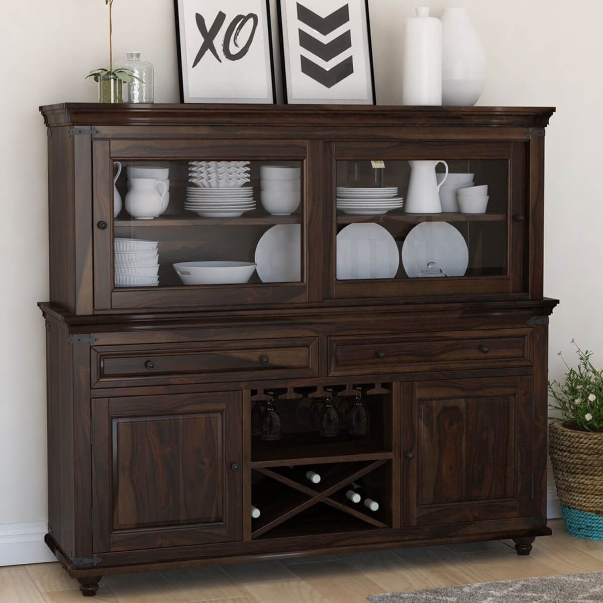 White Farmhouse Hutch And Buffet for How Adjustable Shelving Inside Amish-Made Hutches Solves the China Storage Dilemma