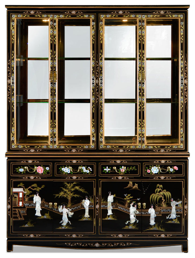 Styling Your Collectibles in a Lighted Black Lacquer China Cabinet