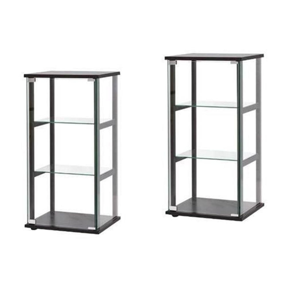 Contemporary 3-Shelf Glass Curio Cabinet In Black With Display Doors ... regarding The Art of Symmetry Using Dual Black Curio Cabinets in Compact Spaces