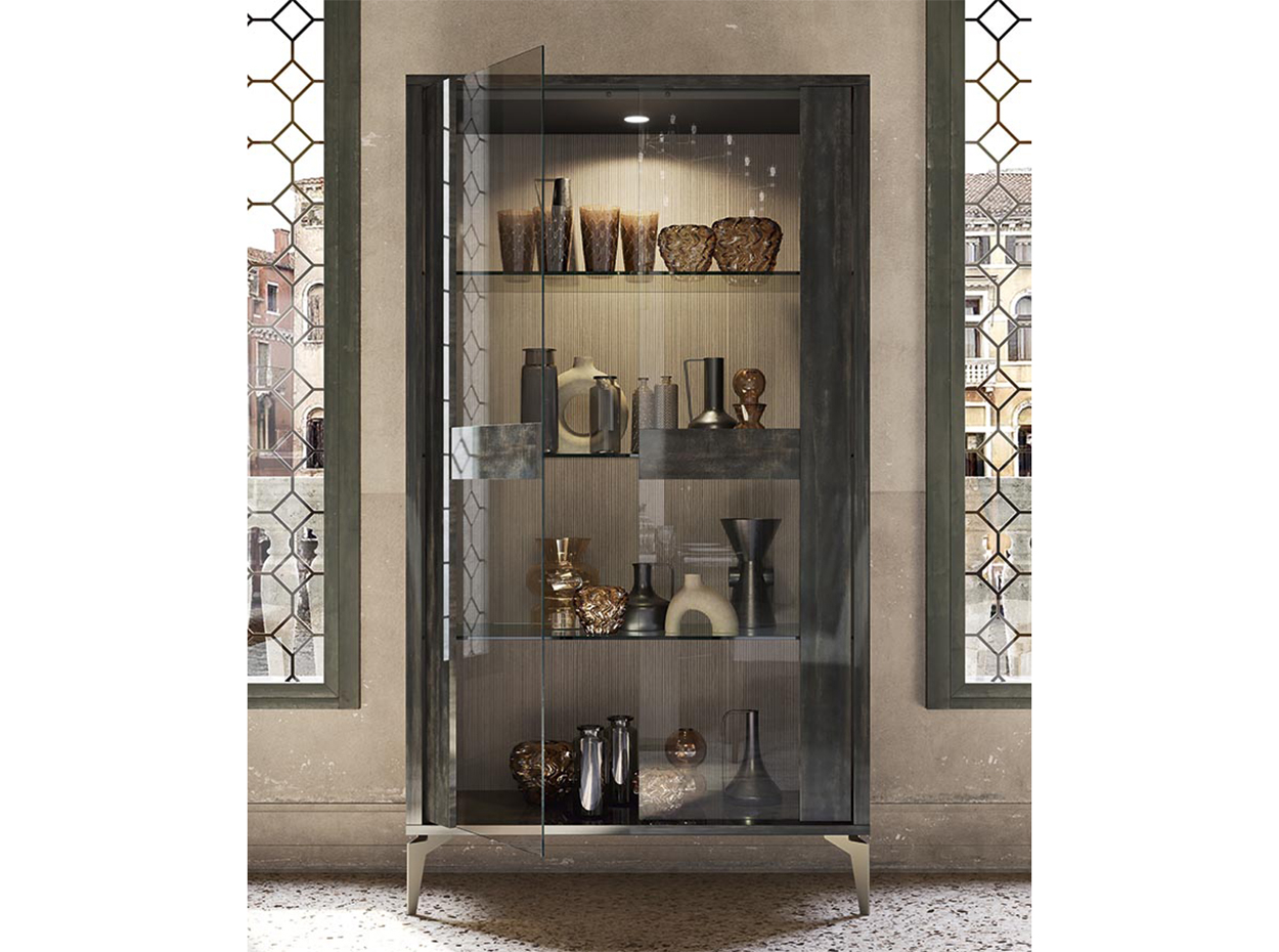 Curio Glass Cabinet inside (Set Of 2) Contemporary Glass Curio Cabinet In Black