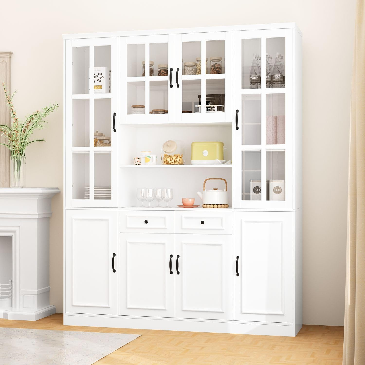 Kitchen Hutch for Classic White Buffet Hutch Unit