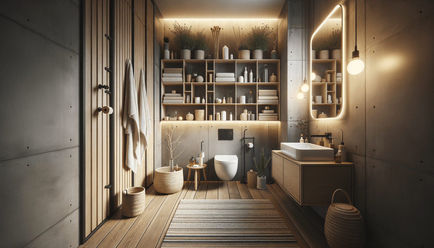 Prevent Clutter In Small Bathrooms With Slim Vertical Storage Hacks ... in Carley 84" Tall Narrow Brass Finished Iron And Glass Display Cabinet