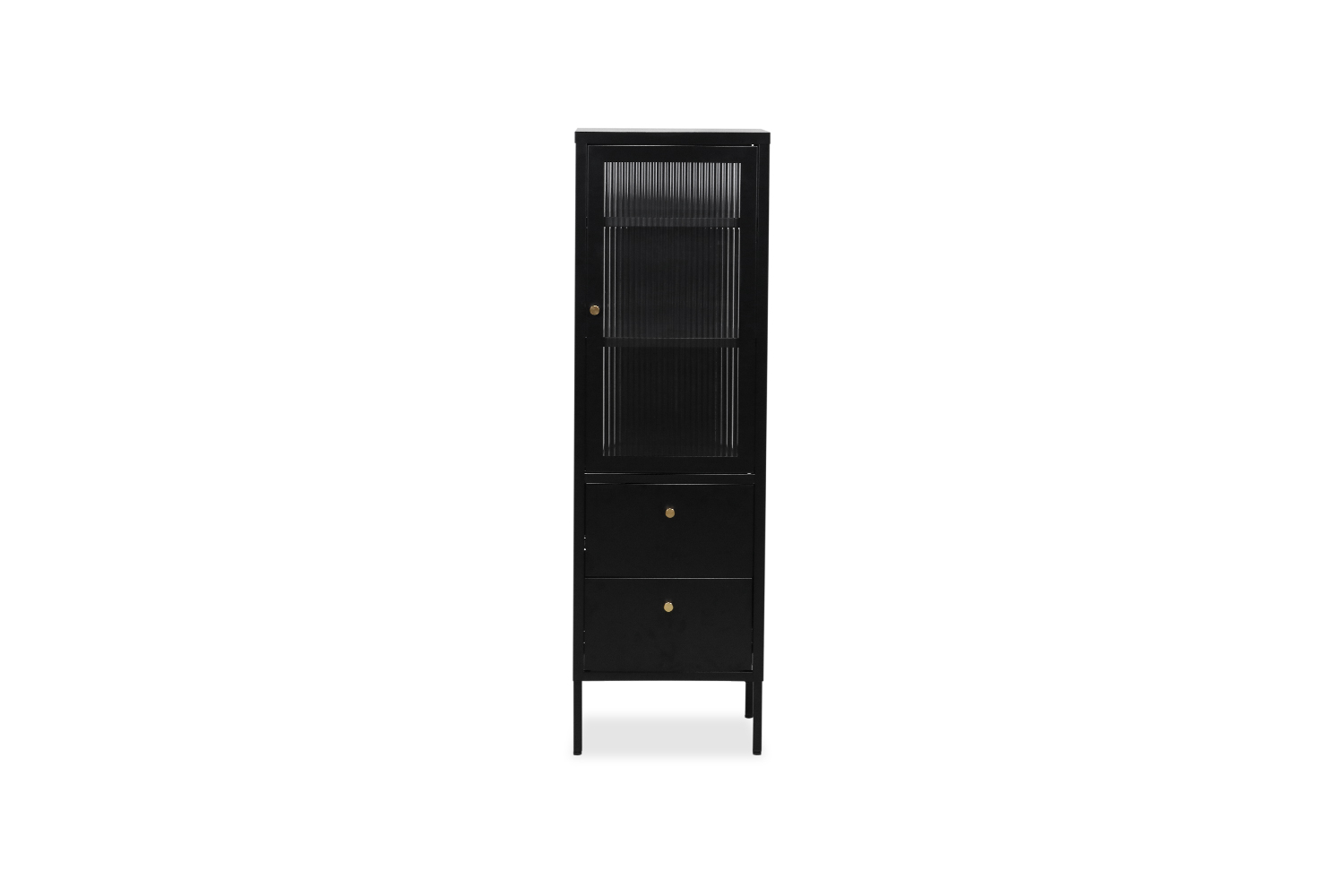 Stark Steel Frame 1-Door 2-Drawer Accent Glass Display Cabinet (Black) pertaining to Small space solutions using vertical one door cabinets in living rooms and offices