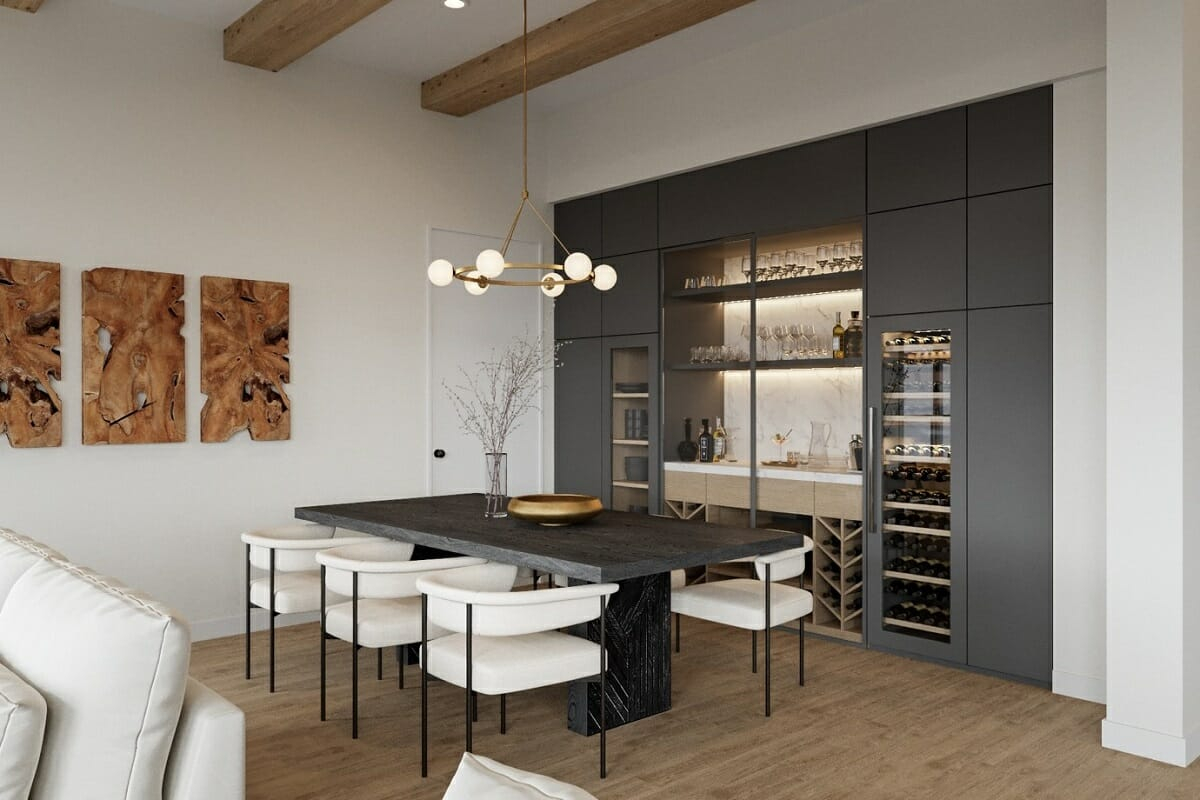 11 Modern Dining Room Ideas & Designs For An Updated Look - Decorilla in Hooker Furniture 638-85390 Classic 70"W 2 Shelf Walnut Wood And - Black Walnut