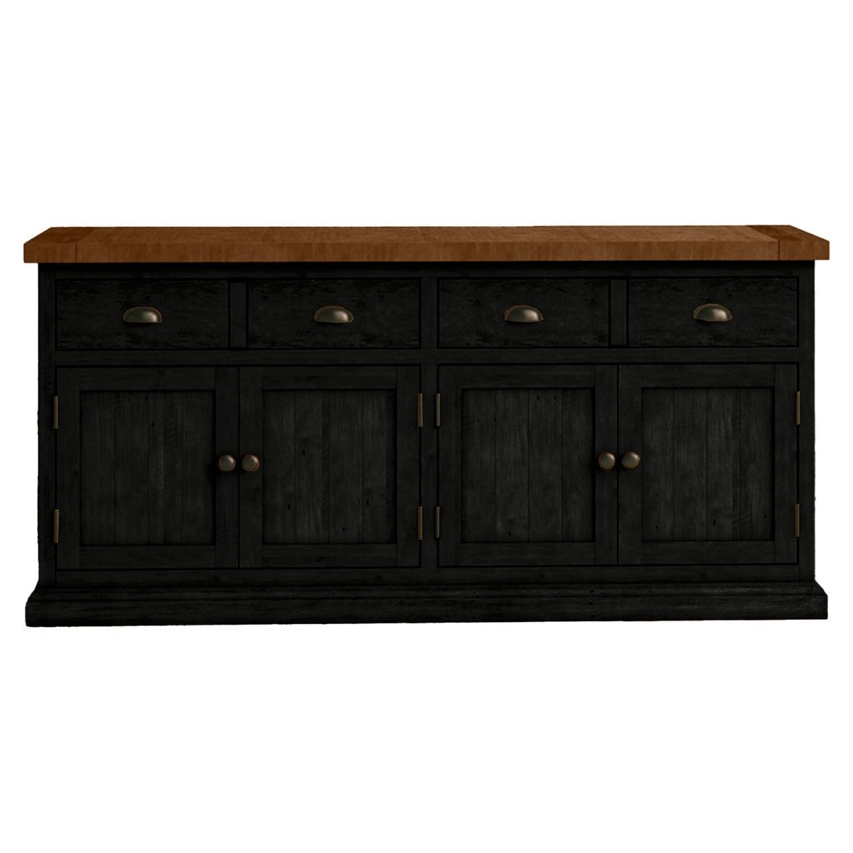 70" Rustic Two Tone Sideboard Buffet - Transitional - Buffets And ... inside Eagle Furniture Corner Dining Hutch/Buffet, Charcoal
