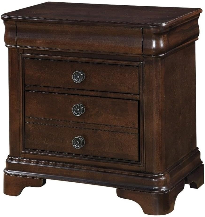 Amazon.com: Bowery Hill 3-Drawer Hardwood Nightstand, Cherry Finish, 30 ... inside How the Bowery Hill 3 Drawer Buffet Solves Small Space Wine Storage in 2026