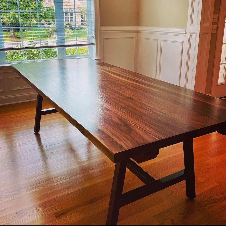 Amish Handcrafted Black Walnut Live Edge Dining Table - Custom Solid ... for The enduring appeal of black walnut veneers in modern dining room decor