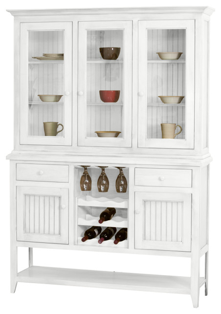 Coastal Dining Hutch And Buffet With Wine Rack - Transitional - China ... in The Real Story Behind American Craftsmanship in Eagle Furniture’s Charcoal Buffet