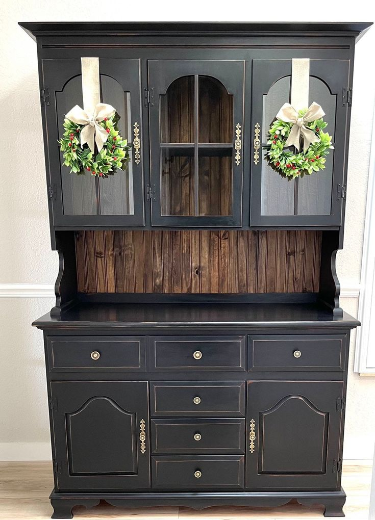 Farmhouse Hutch Buffet/Vintage Hutch/Black Hutch/French Country/Modern ... with What to Know About Durability Before Choosing an Antique Black Hutch