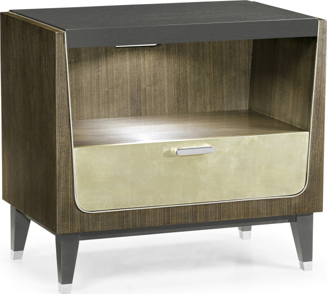 Gatsby Contemporary Art Deco & Champagne Silver-Leaf Bedside Cabinet ... with Why Designers Are Turning to Champagne Silver Leaf Finishes for Transitional Statement Pieces in 2026