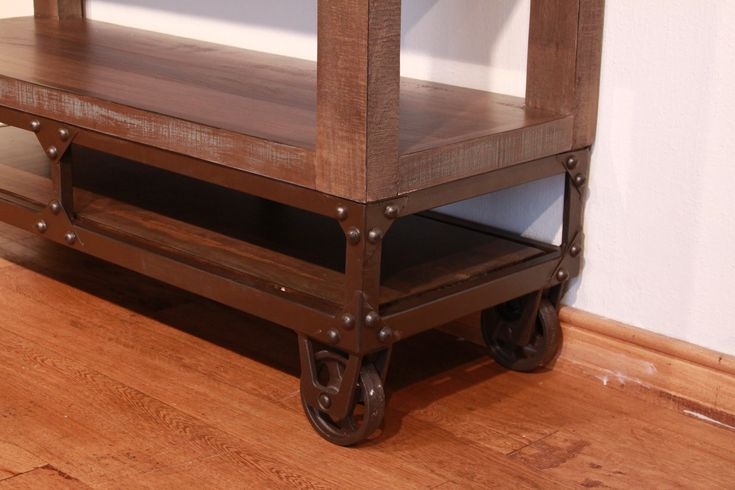 Greenview Forged Iron Base Bookcase - 70"Hdefault Title | Industrial ... with Uttermost 24932 Evros 52"W Reclaimed Fir Wood Accent Cabinet - Aged Gunmetal