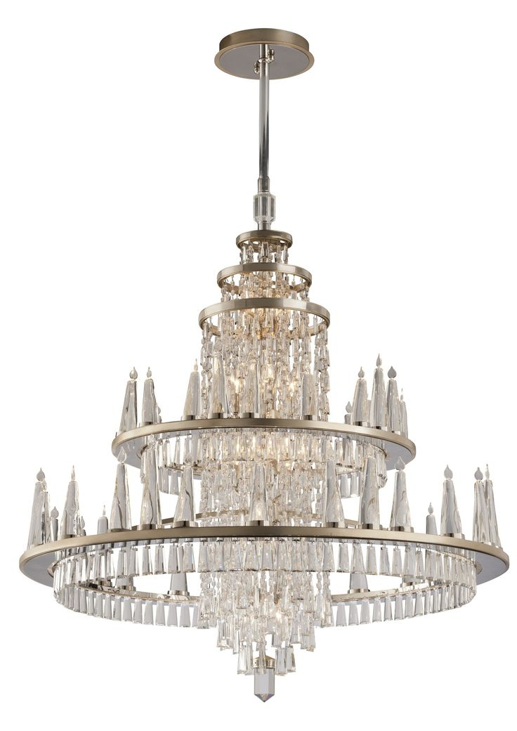 Illusion 12 + 48-Light Chandelier In Silver Leaf | Vintage Chandelier ... intended for Hooker Furniture 638-85555 Melange 76"W Maple Veneer - Champagne Silver Leaf /
