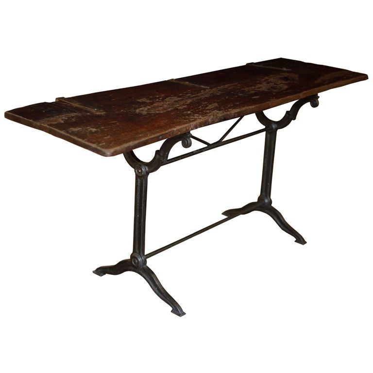 Reclaimed Wood And Forged Iron Console Table At 1Stdibs intended for Exploring the Authentic Character of Forged Iron Bases in Reclaimed Wood Furniture