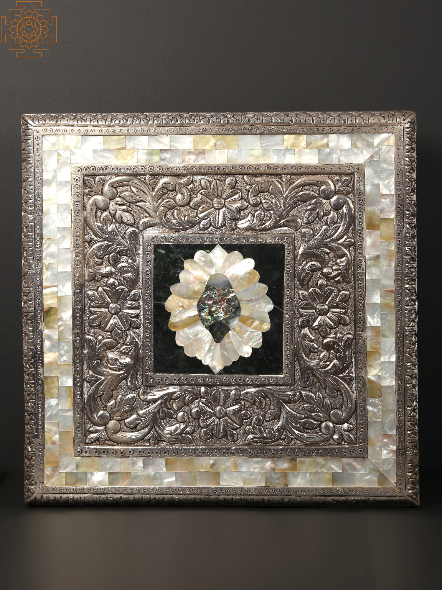 18" Designer Square Chowk | Silver Cladding On Wood | Exotic India Art with regard to Understanding the Appeal of German Silver Cladding in Contemporary Decor