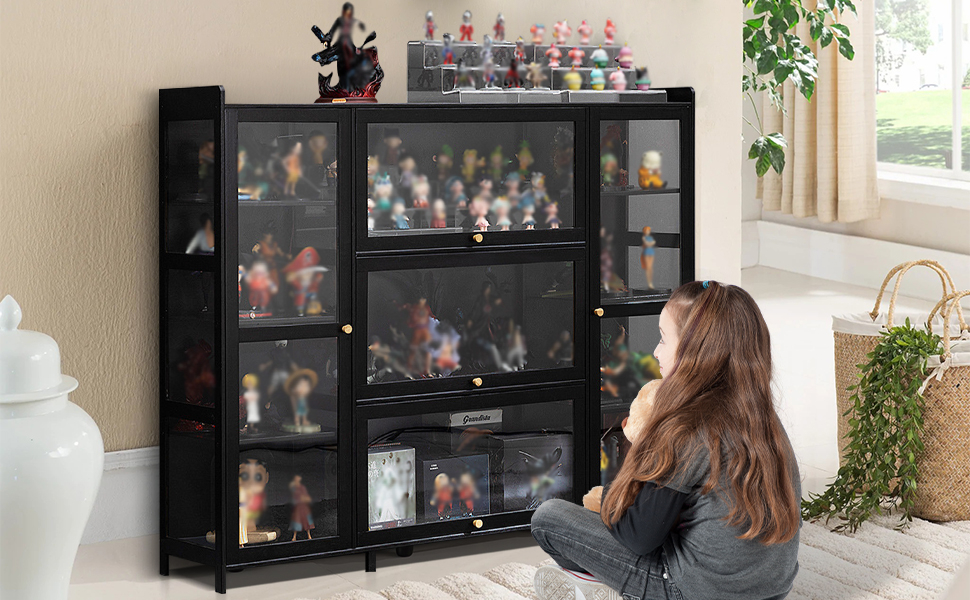 Amazon.com: Iedzbeq Black Display Cabinet 53.15In Acrylic Display Case ... intended for Burgundy Wine Display Tower, Black