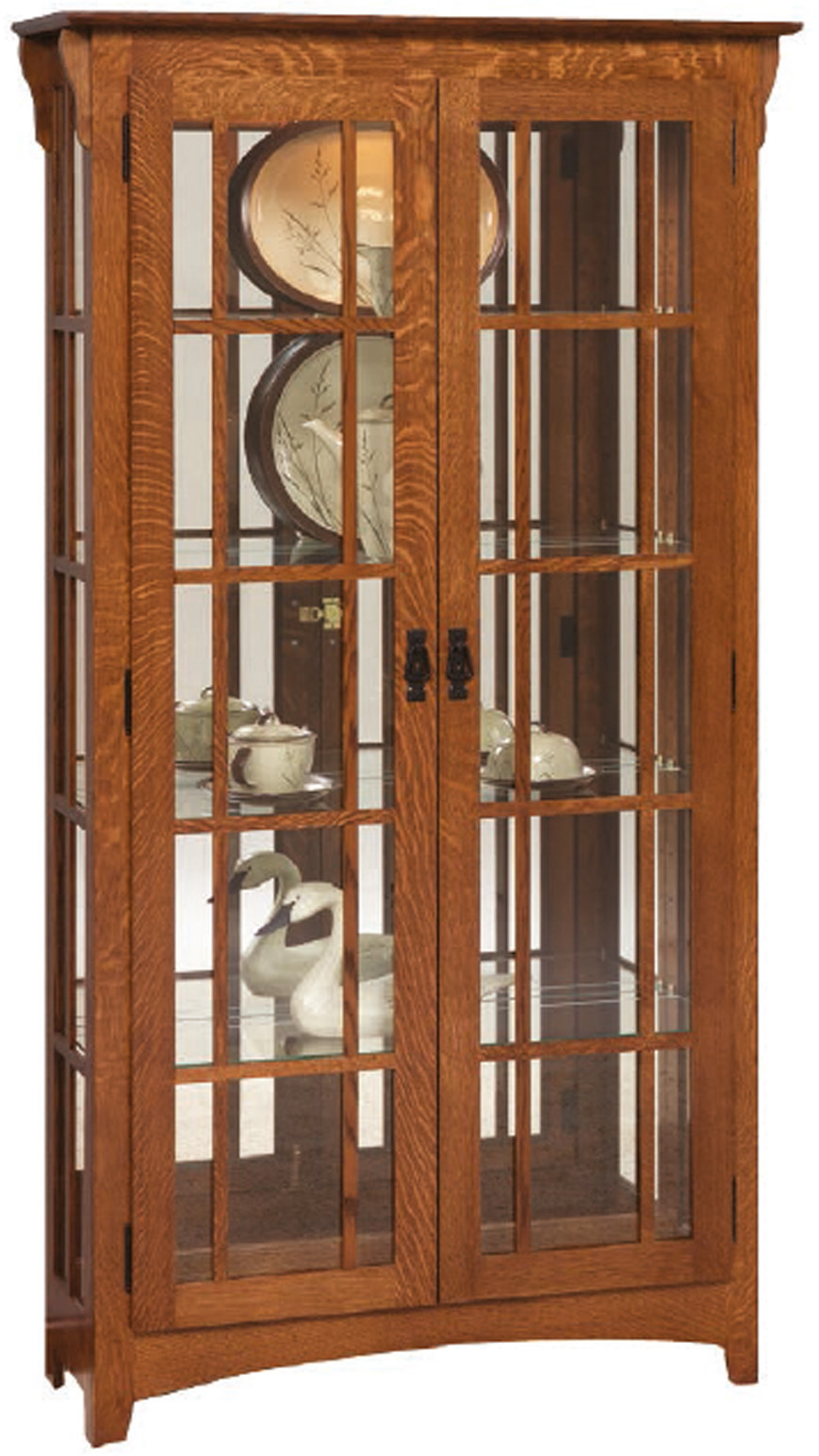 Amish Mission Large Curio Cabinet - Free Delivery in Spacious Wooden Curio Cabinet