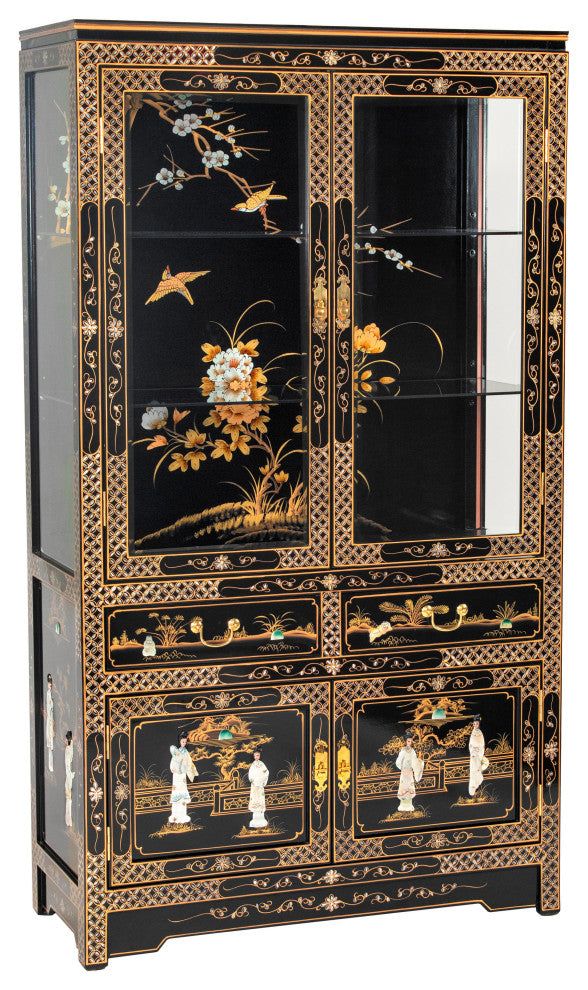 Black Lacquer China Cabinet Royal Ladies inside Black Lacquer China Cabinet Royal Ladies