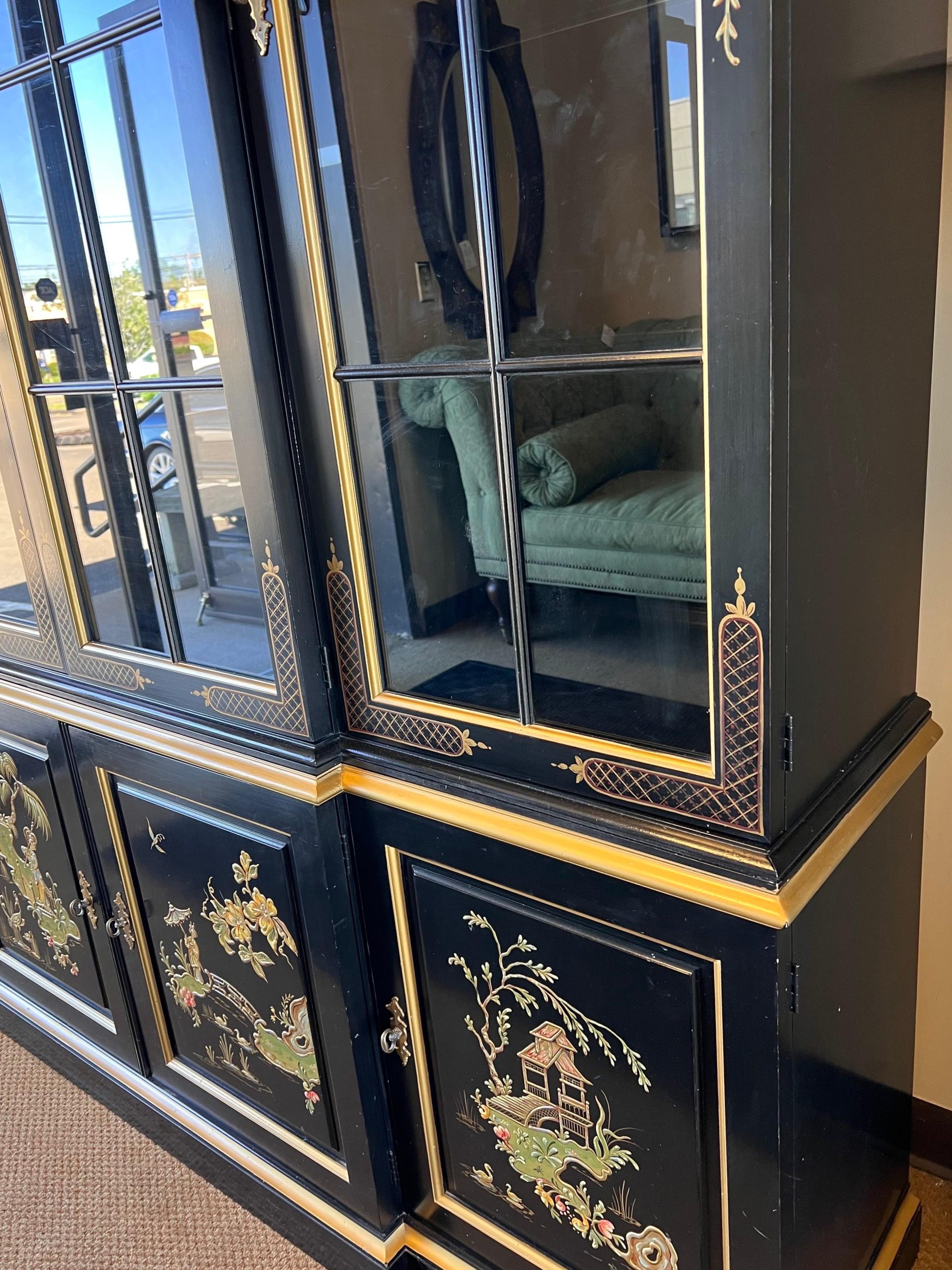 Handpainted Black Lacquer Chinoiserie China Display Cabinet At 1Stdibs pertaining to Black Lacquer China Cabinet Royal Ladies