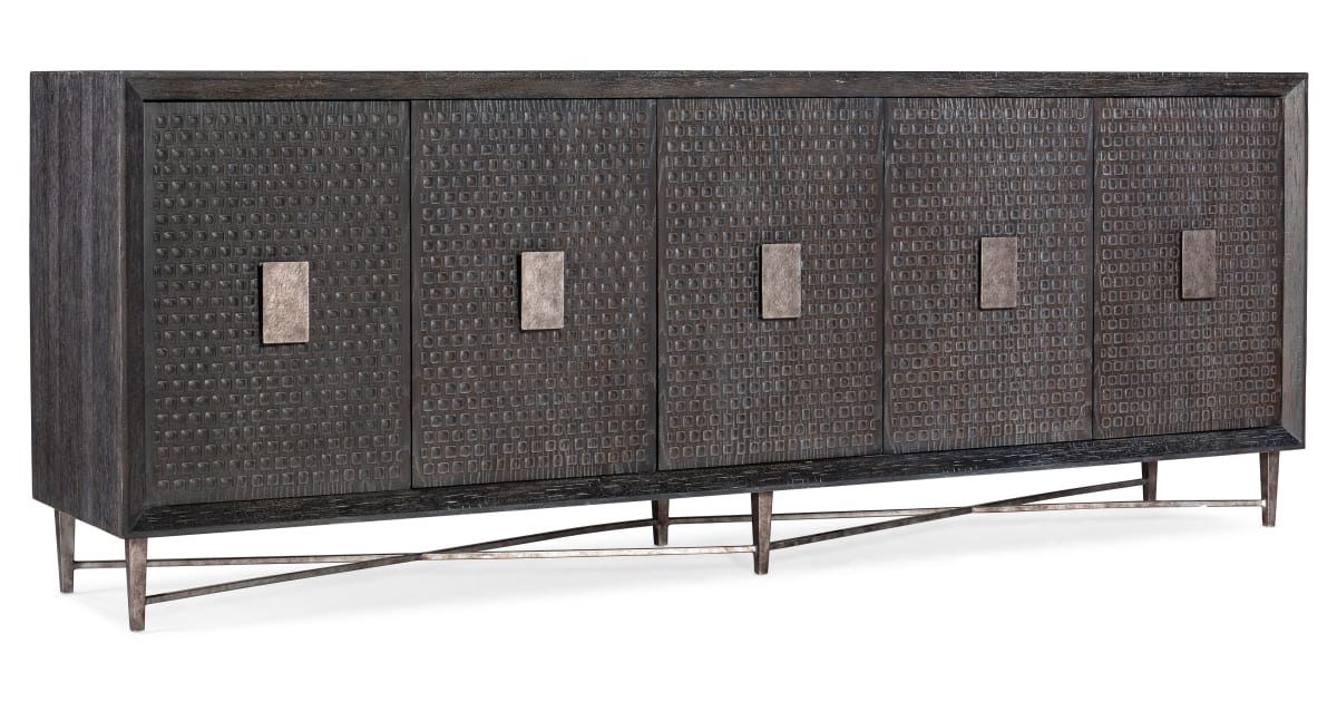 Hooker Furniture 628-85106-96 Melange 90" Wide 2 Drawer Oak Veneer ... for Hooker Furniture 628-50134 Melange 38"W Maple Veneer Accent - Charcoal / Pewter