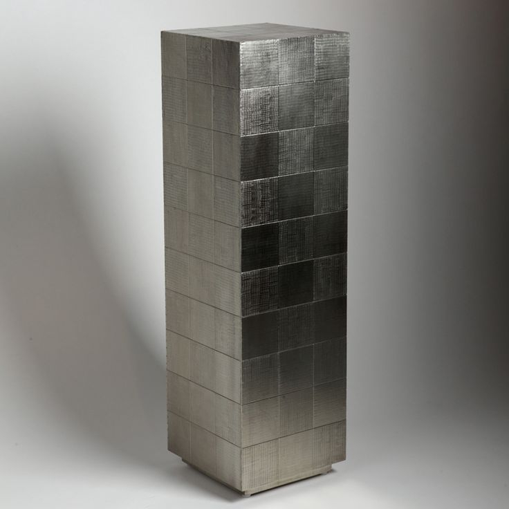 Metal Sculpture Pedestal | Silver Pedestal, Pedestal For Safe, Silver ... for Hooker Furniture 628-85126-92 Melange 48"W 2 Door Mango Wood - German Silver