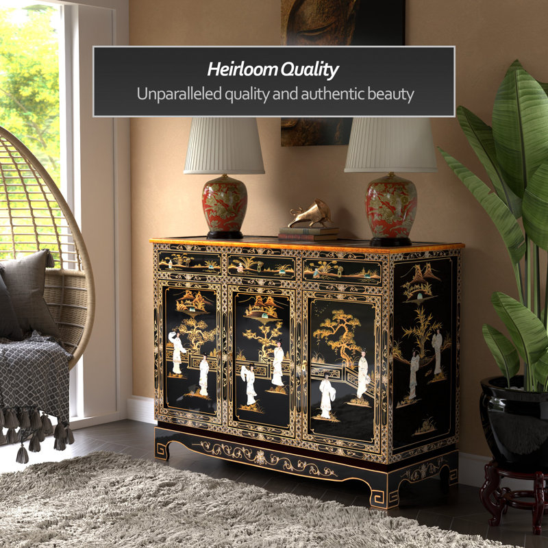 Oriental Furniture Black Lacquer Sideboard - Royal Ladies & Reviews ... throughout Unveiling the Masterpiece Craftsmanship Behind the Black Lacquer China Cabinet Royal Ladies