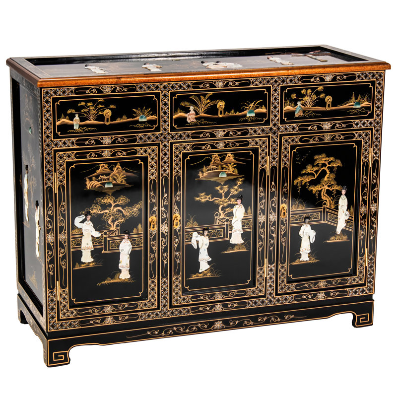 Oriental Furniture Black Lacquer Sideboard - Royal Ladies & Reviews ... with Black Lacquer China Cabinet Royal Ladies