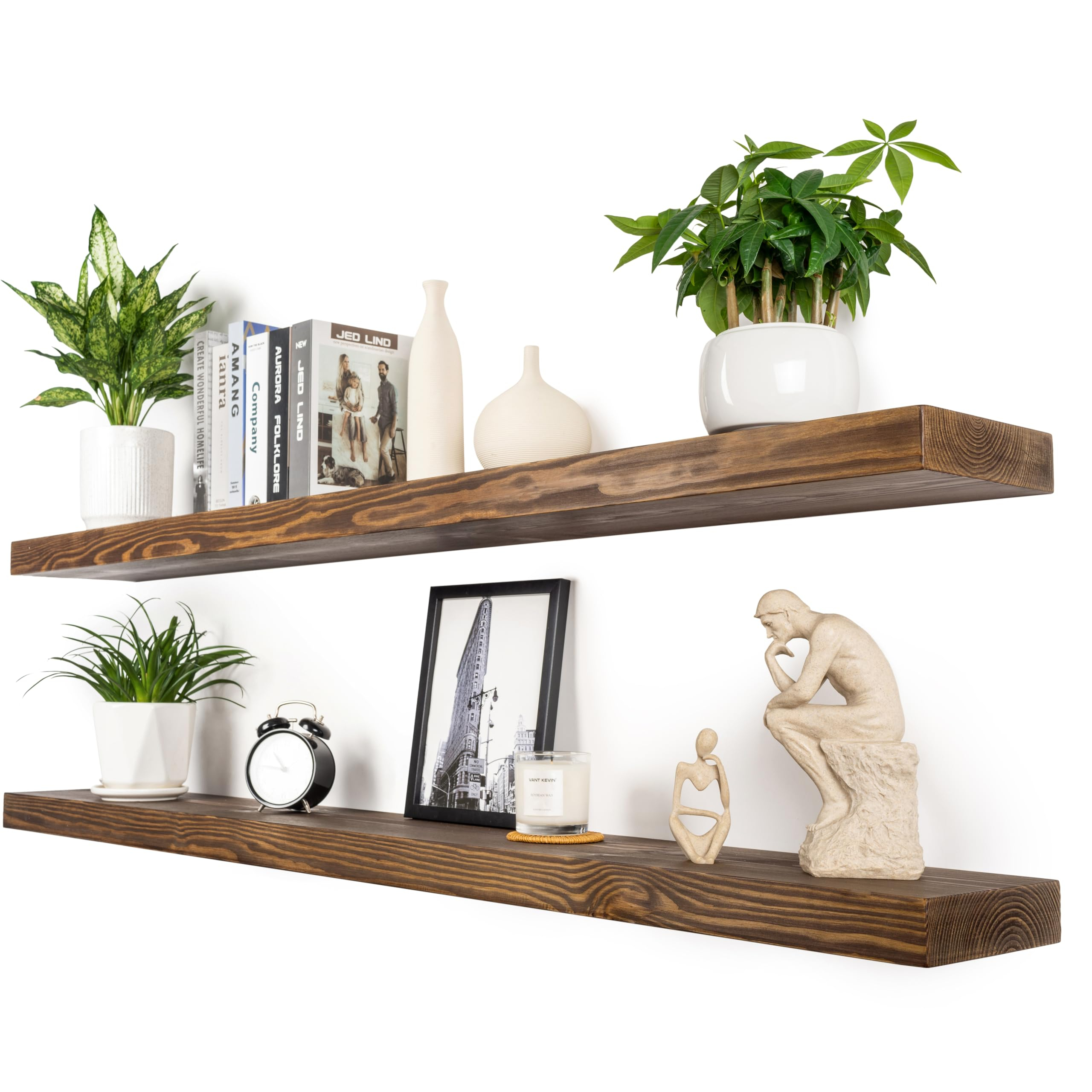 Amazon.com: Xwne Rustic Floating Shelves 60 Inch Long 8 "Deep Set Of 2 ... throughout Why Home Cooks Are Choosing the 26 3/8 Inch Pine Shelf for Rustic Spaces