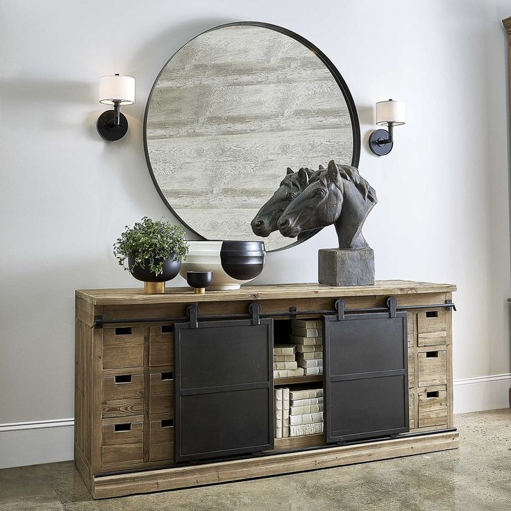Leandrew Media Console | Uttermost | Uttermost Furniture, Old Barn ... intended for Bringing warmth into compact rooms with the Uttermost 25866 aged steel storage console