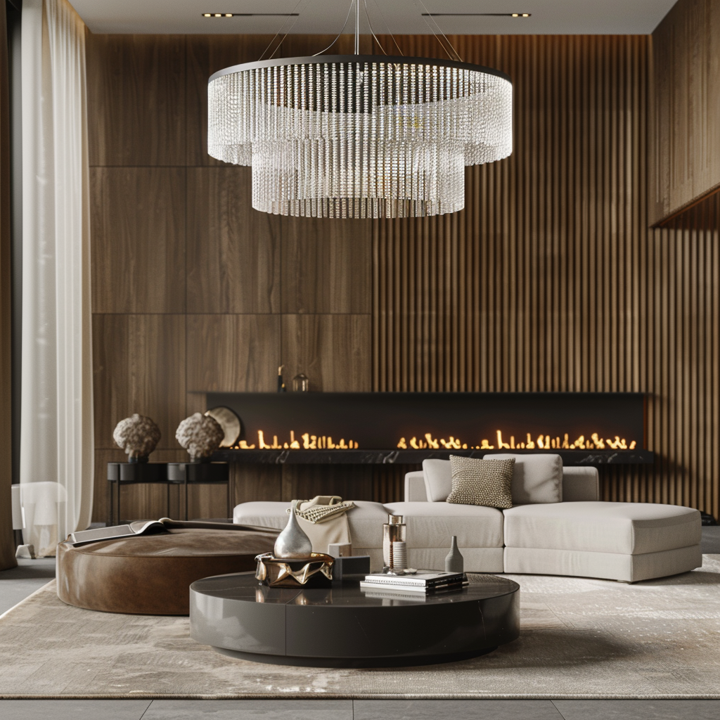"Luminary Luxe": A Symphony Of Elegance And Warmth | Modern Living Room ... with regard to Designing Warmth and Texture Into Modern Spaces With Burnt Wood Finishes