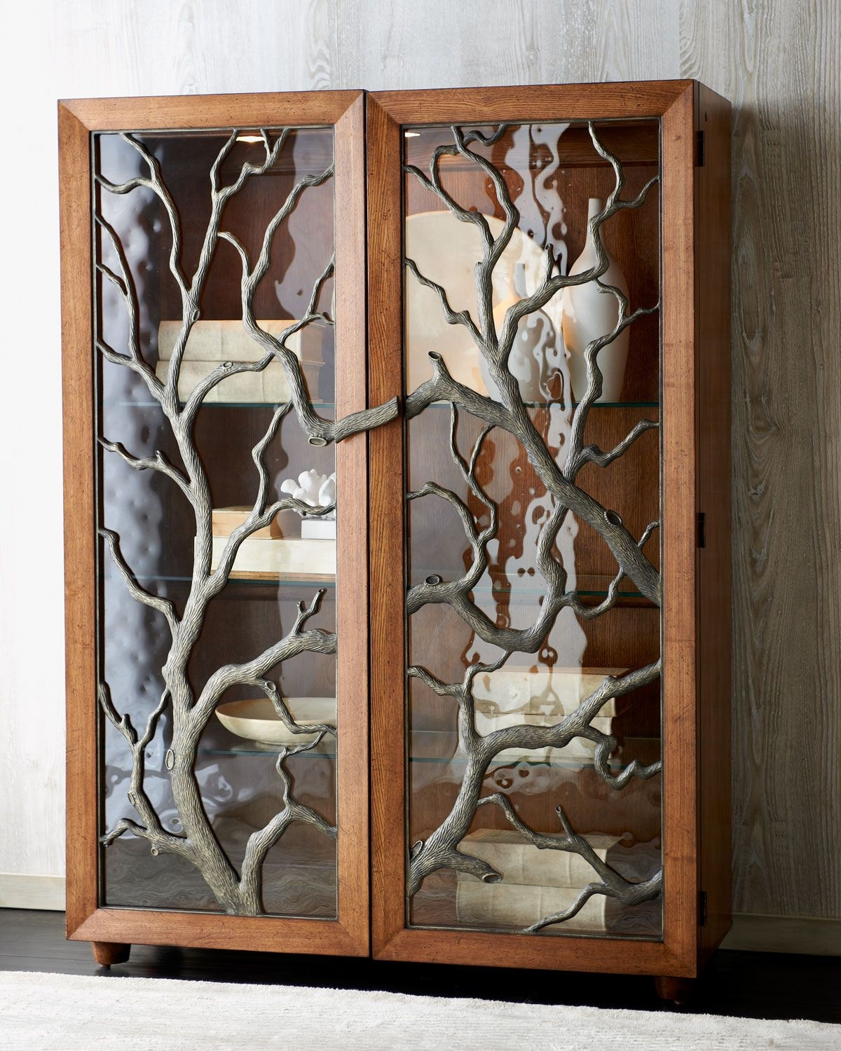 How the Bayshore 4-Door Curio Cabinet Transforms Rustic Interior Design Spaces