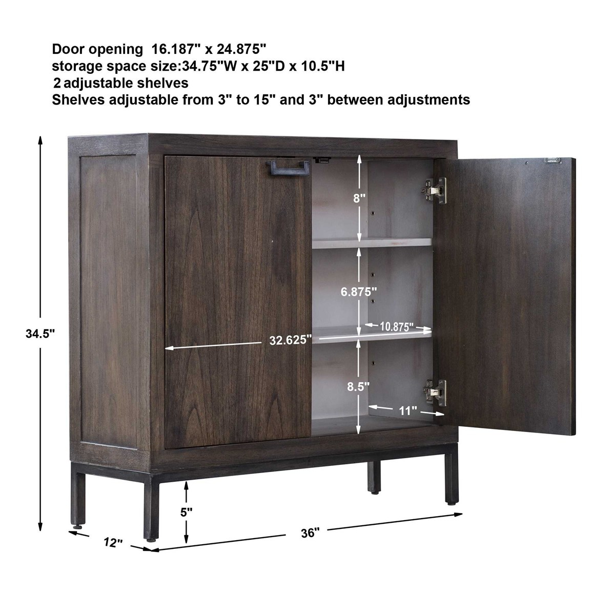 Uttermost Nadie Light Walnut Console Cabinet 25866 inside Bringing warmth into compact rooms with the Uttermost 25866 aged steel storage console