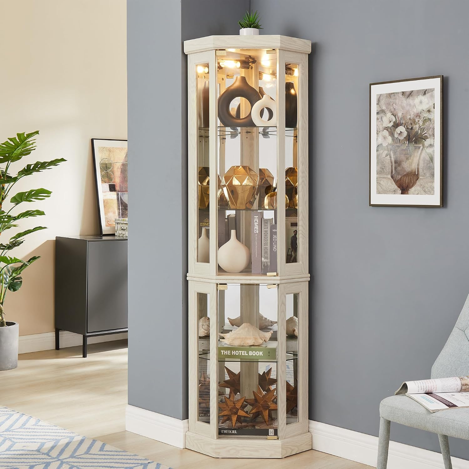 Amazon.com: Xztuaj Corner Curio Cabinet Display Case With Light, 69" H ... regarding Designing a Meaningful Display Space Inside Your Infinity Lighted Two Door Curio China Cabinet
