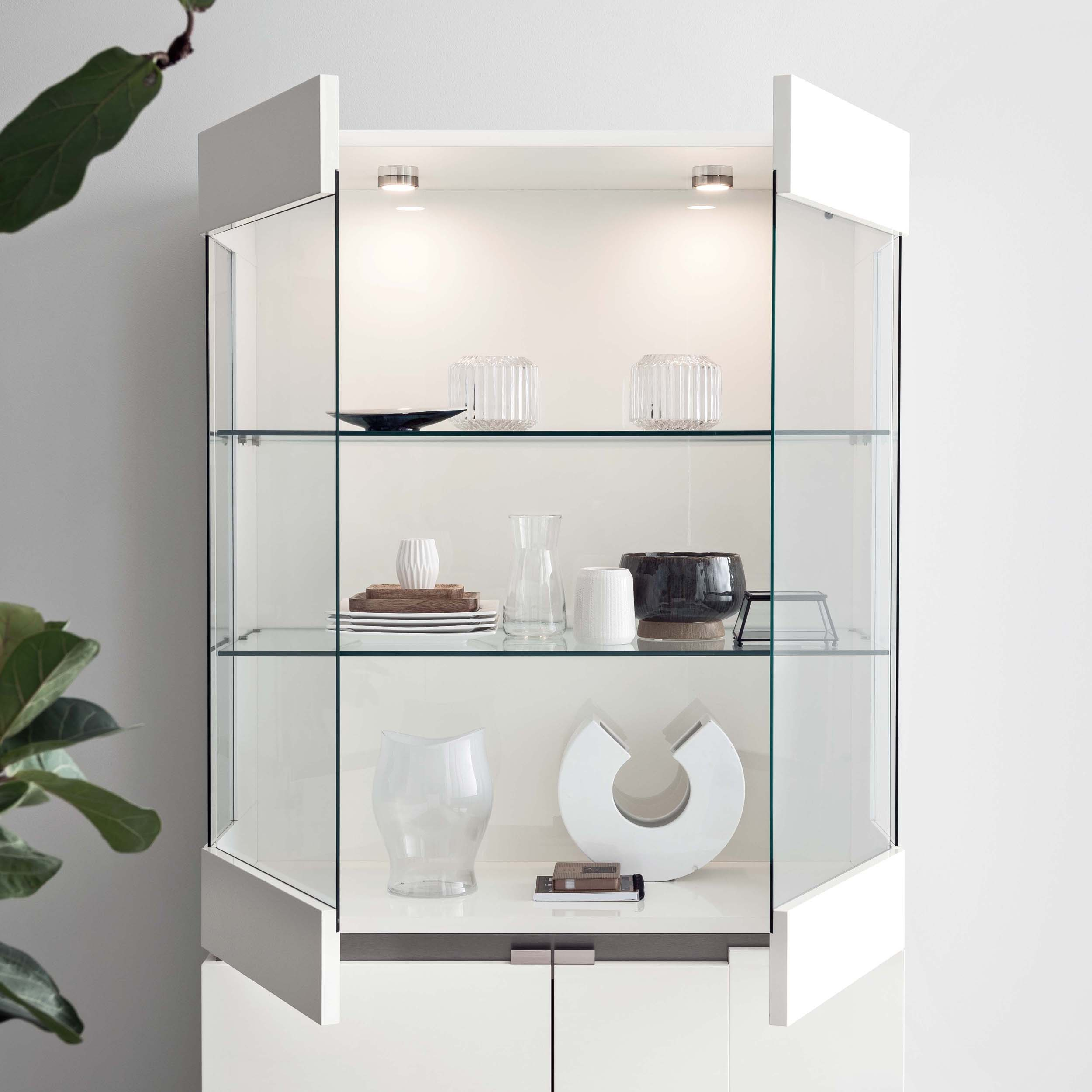 Artemide Curio China Cabinet White - Contemporary Galleries within Infinity Lighted Two Door Curio China Cabinet